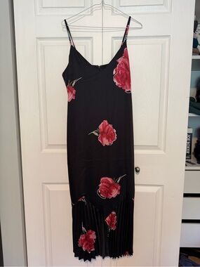 Anthropologie - Adelyn Rae Black Dress with Red Floral Accents